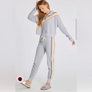 Wildfox Rainbow Stripe Half Zip Sweatshirt & Sweatpants